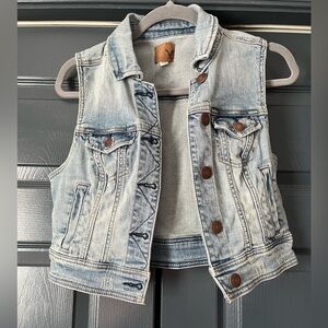 American Eagle distressed denim vest, size S